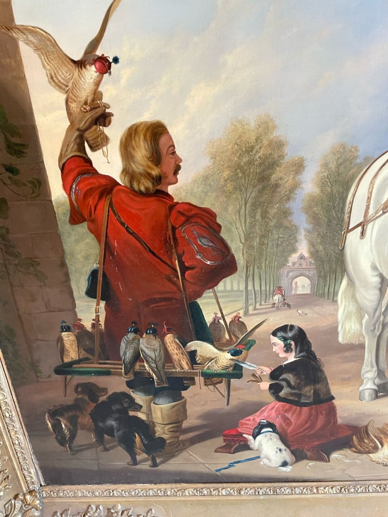 An Extra Large Oil on Canvas Painting Aft. Sir Edwin Henry Landseer, RA of Return from Hawking  177 X 263 X 12 cm - Image 6